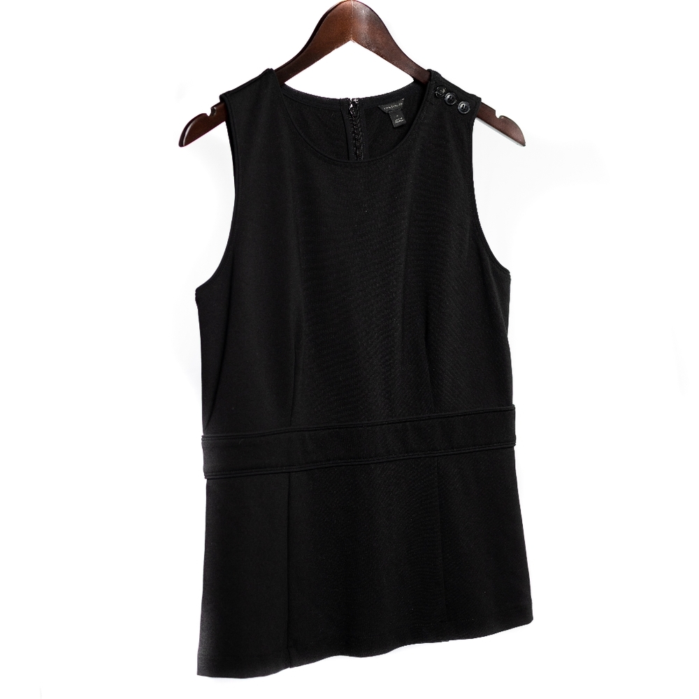 Ann Taylor Black Top with Shoulder Button Detail